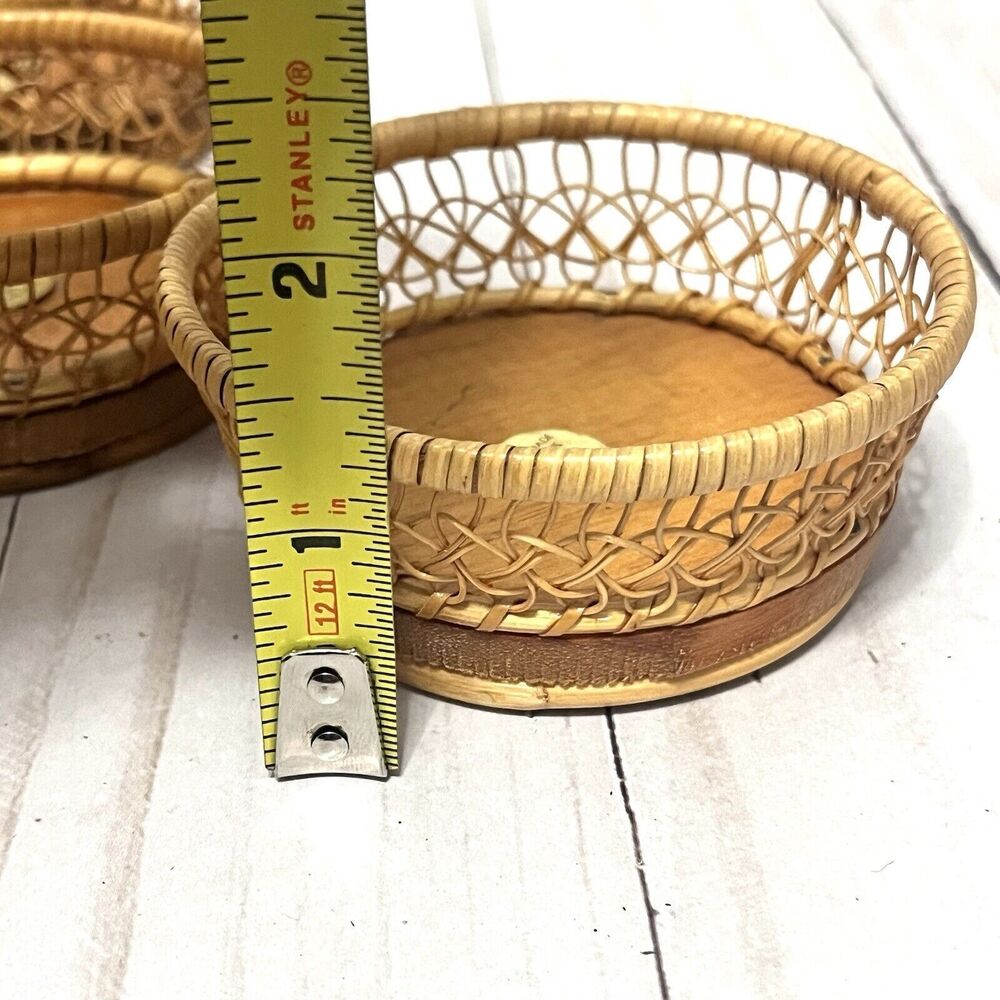 Bohemian Rattan Vintage Coasters Made In Thailand Set Of 6 - Picture 7 of 8